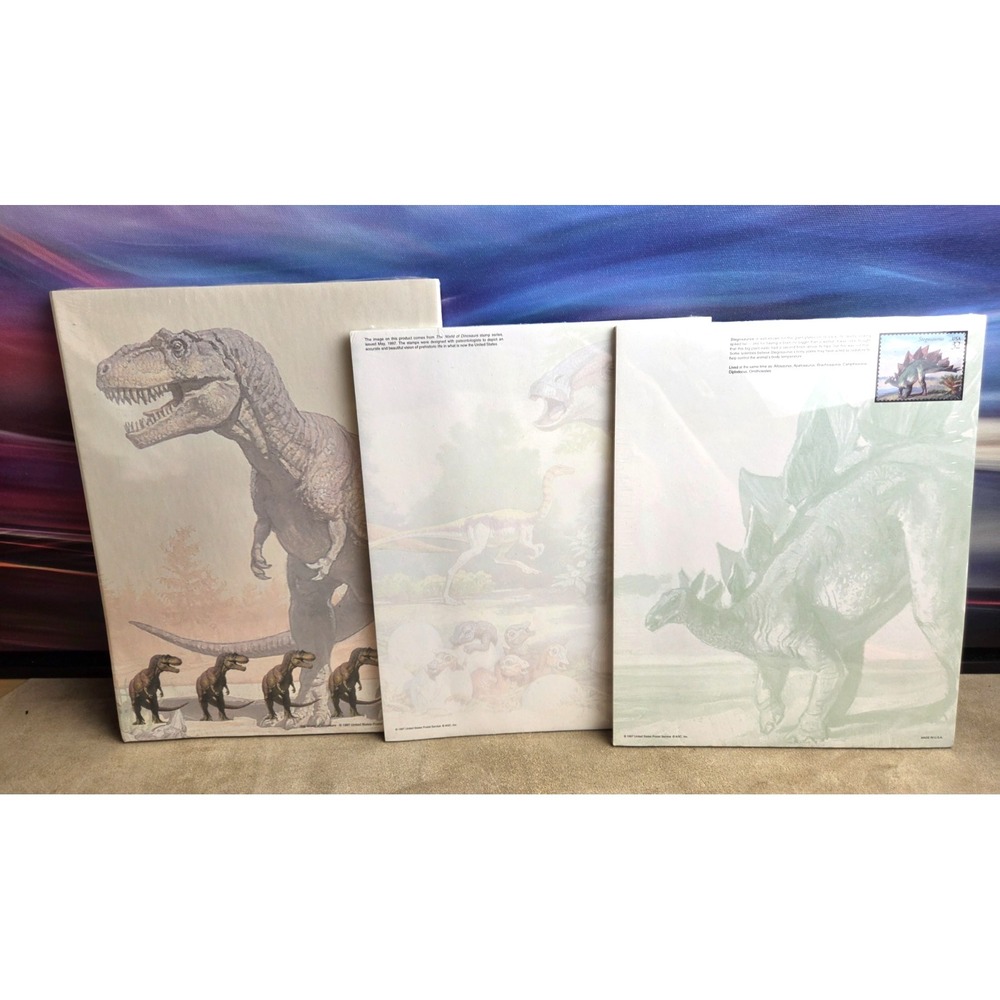 Dinosaur Printer Paper & Stationary, T-Rex, Stegosaurus, Etc., Factory Sealed